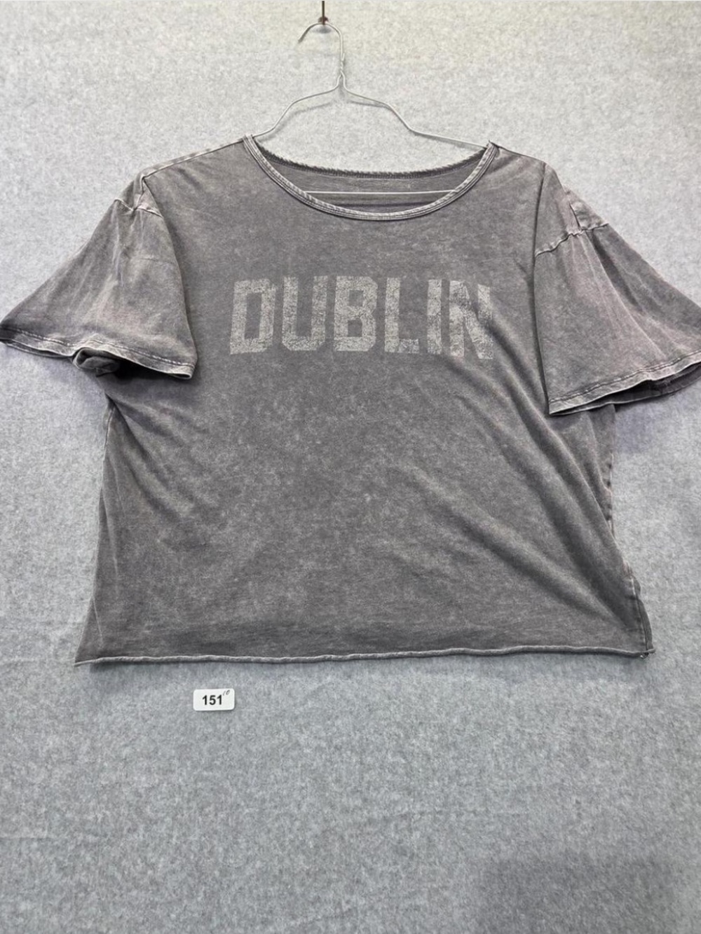 Dublin Grey Acid Washed Graphic Tee Medium